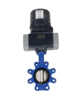 Затвор дисковый поворотный DN.ru WBV1631E-2W-Fb-H Ду125 Ру16 LUG межфланцевый, корпус - чугун QT450, диск - нержавеющая сталь AISI 304, уплотнение - EPDM, с электроприводом четвертьоборотным DN.ru QTSA-N-014EM-O0-220VAC с пружинным возвратом