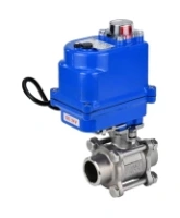 Кран шаровой DN.ru BV3232P(3pc)-FP-W-ISO-H WDVF Ду25 Ру63 полнопроходной, трехсоставной, корпус - нержавеющая сталь 316, уплотнение - PTFE, под приварку, с 1/4-оборотным электроприводом DN.ru QT-N-003EM-O1-12VDC-У1 blue