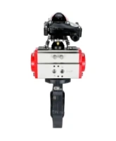 Затвор дисковый поворотный DN.ru WBV4242E-2W-Fb-ISO Дн80 Ру10 межфланцевый, корпус - НПВХ, диск - НПВХ, уплотнение - EPDM, с пневмоприводом PA-SA-083 и БКВ APL-210N