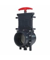 Задвижка шиберная DN.ru GVKR4331TPV-2W-G-Hт Ду150 Ру1.6 клеевая, с выдвижным штоком, материал корпуса - ПВХ (PVC), шибер - нержавеющая сталь 304, уплотнение - TPV (ТПВ), с ручкой