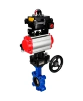 Затвор дисковый поворотный DN.ru WBV1616E-2W-Fb-H Ду125 Ру16 LUG корпус - чугун QT450, диск - чугун QT450, уплотнение - EPDM, с пневмоприводом DN.ru PA-DA-105, пневмораспределителем 4M310-08 AC220V, БКВ APL-410N EX и дублером MON3-700-T38-ISO