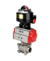 Кран шаровой DN.ru BV3232P(3pc)-FP-W-ISO-H Ду25 Ру63 полнопроходной двухходовой, нержавеющая сталь SS316, под приварку, уплотнение - PTFE, с пневмоприводом DN.ru PA-DA-52 и БКВ APL-510N-EX
