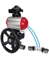 Кран шаровой DN.ru BV3232P(3pc)-FP-W-ISO-H LONG Ду50 Ру40 полнопроход., корпус - нерж.сталь 316, уплотнение - PTFE, под приварку, с пн.приводом PA-DA-083, пн.распределителем 4V320-08 AC220V, редуктором MON2-450-T28-ISO и БКВ APL-210N