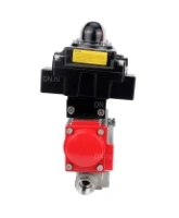 Кран шаровой DN.ru BV3232P(4pc)-SP-3WL-T-ISO-H Ду100 Ру40 стандартнопроходной трехходовой L-тип, нержавеющая сталь SS316, внутренняя резьба, уплотнение - PTFE, с пневмоприводом PA-DA-83 и блоком концевых выключателей APL-410N EX