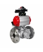 Кран шаровой DN.ru BV3232P(2pc)-FP-3WL-F-ISO-H Ду80 Ру16 HYMT, трехходовой L-тип, полнопроходной, фланцевый, корпус - нержавеющая сталь SS316, с пневмоприводом PA-SA-130, пневмораспределителем 4M310-08 24В NAMUR и БКВ APL-210N