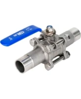 Кран шаровой DN.ru BV3232P(3pc)-FP-W-H LONG Ду125 Ру16 полнопроходной, трехсоставной, корпус - нержавеющая сталь SS316, уплотнение - PTFE, под приварку, с рукояткой