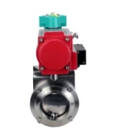 Затвор дисковый поворотный DN.ru WBV3131E-2W-W-H Ду15 Ру10 под приварку, пищевая нержавеющая сталь 304, уплотнение - EPDM, с пневмоприводом PA-DA-052, пневмораспределителем 4M310-08 AC220V и магнитным переключателем ALS200D
