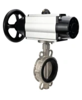 Затвор дисковый поворотный DN.ru WBV3232E-2W-Fb-H Ду150 Ру16, корпус - нержавеющая сталь 316L, диск - нержавеющая сталь 316L, уплотнение - EPDM, с пневмоприводом PA-DA-105-1 двойного действия, пневмораспределителем 4M310-08 AC220V