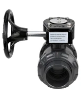 Кран шаровой DN.ru BV4242E-FP-GRM-ISO Дн50 Ру10 полнопроходной, корпус - НПВХ, шар - НПВХ, уплотнение - EPDM, с редуктором DN.ru RDN RQN2-150Z-T24