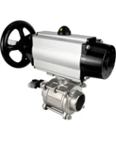 Кран шаровой DN.ru BV3232P(3pc)-FP-W-ISO-H Ду80 Ру25, полнопроходной, трехсоставной, нержавеющая сталь 316, уплотнение - PTFE, под приварку, с пневмоприводом PA-DA-105-1, пневмораспределителем 4V320-10 AC220V