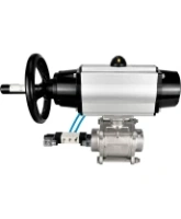 Кран шаровой DN.ru BV3232P(3pc)-FP-W-ISO-H Ду80 Ру25, полнопроходной, трехсоставной, нержавеющая сталь 316, уплотнение - PTFE, под приварку, с пневмоприводом PA-DA-105-1, пневмораспределителем 4V320-10 AC220V