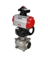 Кран шаровой DN.ru BV3232P(3pc)-FP-W-ISO-H Ду65 Ру25 полнопроходной двухходовой, нержавеющая сталь SS316, под приварку, уплотнение - PTFE, с пневмоприводом DN.ru PA-DA-083, блоком концевых выключателей APL-210N и ручным дублером MON2-450-T28-ISO