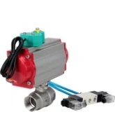 Кран шаровой DN.ru BV3232P(2pc)-FP-T-ISO-H Ду100 Ру40 полнопроходной, внутренняя резьба, корпус - нержавеющая сталь 316, уплотнение - PTFE, с пневмоприводом PA-DA-105, пневмораспределителем 4V320-08 AC220V и магнитным переключателем ALS200D