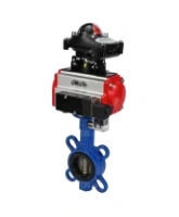 Затвор дисковый поворотный DN.ru WBV1413E-2W-Fb-H Ду40 Ру16, корпус - чугун GGG50, диск - чугун GGG40, уплотнение - EPDM, с пневмоприводом DN.ru PA-DA-052 двойного действия, с пневмораспределителем 4V320-08 AC220V, с БКВ APL-210N