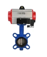Затвор дисковый поворотный DN.ru WBV1132N-2W-Fb-H Ду125 Ру16, корпус - чугун GG25, диск - нержавеющая сталь 316L, уплотнение - NBR, с пневмоприводом DN.ru PA-SA-140 с возвратными пружинами, пневмораспределителем 4M310-08 AC220V