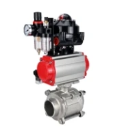 Кран шаровой DN.ru BV3232P(3pc)-FP-W-ISO-H WDVF Ду15 Ру63 полнопроходной, трехсоставной, корпус - нержавеющая сталь 316, уплотнение - PTFE, под приварку, с пневмоприводом PA-SA-065, пневмораспределителем 4M310-08 AC220V, БКВ APL-510N EX, БПВ AFC2000
