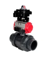 Кран шаровой DN.ru BV4242E-FP-GRM-ISO Дн50 Ру10 полнопроходной, корпус - НПВХ, шар - НПВХ, уплотнение - EPDM, с пневмоприводом PA-SA-065, пневмораспределителем 4M310-08 AC220V и БКВ APL-410N EX