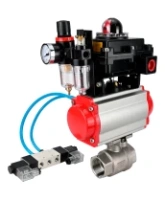 Кран шаровой DN.ru BV3232P(2pc)-FP-T-ISO-H Ду100 Ру40 полнопроходной, внутренняя резьба, нержавеющая сталь 316, уплотнение - PTFE, с пневмоприводом PA-SA-130, пневмораспределителем 4V320-08 AC220V, БКВ APL-410N EX, БПВ AFC2000