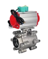 Кран шаровой DN.ru BV3232P(3pc)-FP-SW-ISO-H Ду80 Ру63 полнопроходной, корпус - нержавеющая сталь SS316, под приварку, с пневмоприводом PA-DA-105, пневмораспределителем 4M310-08 AC220V, магнитным переключателем ALS200D