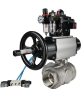 Кран шаровой DN.ru BV3232P(4pc)-SP-3WL-T-ISO-H Ду100 Ру40, стандартнопроходной, четырехсоставной, нержавеющая сталь 316, PTFE, внутренняя резьба, с пневмоприводом PA-DA-105-1, пневмораспределителем 4V320-08 AC220V, БКВ APL-410N Ex, БПВ AFC2000