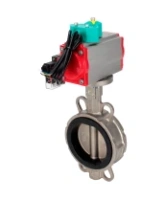 Затвор дисковый поворотный DN.ru WBV3232V-2W-Fb-H Ду100 Ру16 корпус - нержавеющая сталь 316L, диск - нержавеющая сталь 316L, уплотнение - Viton, с пневмоприводом PA-DA-083, пневмораспределителем 4M310-08 DC24V и магнитным переключателем ALS200D
