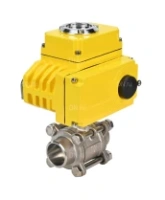 Кран шаровой DN.ru BV3232P(3pc)-FP-W-ISO-H Ду15 Ру63 полнопроходной двухходовой, нержавеющая сталь SS316, под приварку, уплотнение - PTFE, с 1/4-оборотным электроприводом DN.RU QT-N-003EM-O1-220VAC-У1