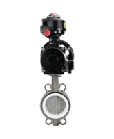 Затвор дисковый поворотный DN.ru WBV3232P-2W-Fb-H Ду125 Ру16, корпус - нержавеющая сталь 316L, диск - нержавеющая сталь 316L, уплотнение - PTFE, с пневмоприводом PA-DA-105-1 двойного действия, пневмораспределителем 4M310-08 AC220V, БКВ APL-510N EX