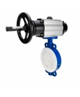 Затвор дисковый поворотный DN.ru WBV3434Pf-2W-Fb-R Ду200 Ру16, корпус - углеродистая сталь WCB, диск - углеродистая сталь WCB, футерованный PTFE, уплотнение - PTFE, с пневмоприводом PA-DA-105-1