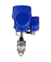 Затвор дисковый поворотный DN.ru WBV3131E-2W-W-H Ду15 Ру10 под приварку, корпус - пищевая нержавеющая сталь 304, уплотнение - EPDM, с электроприводом QT-N-005M-O2-220VAC-У1 с моментной муфтой и штурвалом